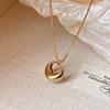 Golden Color Chain Circle Pendant Autumn/Winter Long Sweater Chain for Women’s Non Fading Necklace Trendy Jewelry Accessories