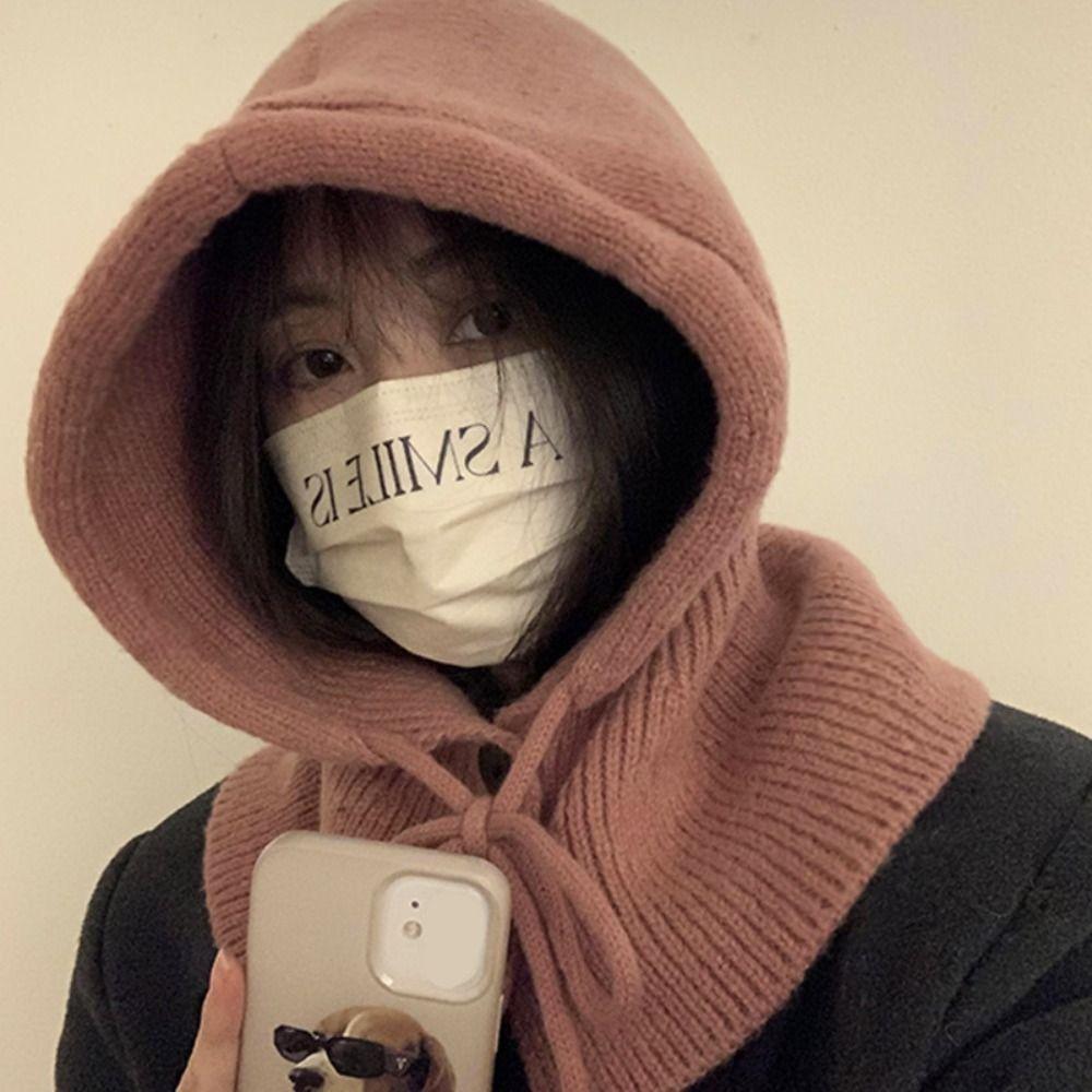 Защита ушей вязаные шапки с капюшоном ветрозащитная шапка на шнурке унисекс женские зимние шапки-балаклавы