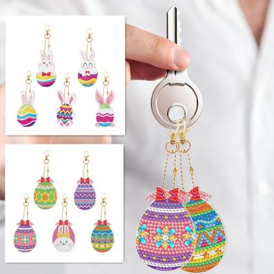 DIY Пасхальный бриллиант-живопись-брелок с кроликом-яйцом-односторонний точечный бриллиант детский подарок декоративный кулон
