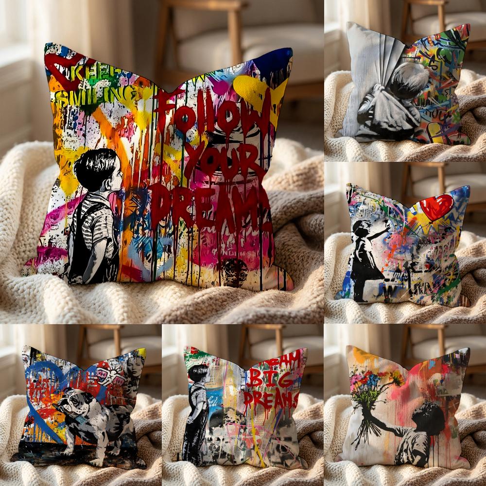 Чехол на подушку ARTIST B-Banksy, многоцелевой чехол для дома и автомобиля - Двусторонний, мягкий и прочный для ежедневного использования