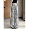 Blue and White Porcelain Retro Style Printed Pants Lazy Wind Loose Pendant Casual Pants Versatile Meat Covering and Thin Floor Pants