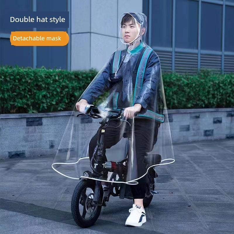 Raincoat for Ride-Sharing Drivers, Full-Body Storm-Proof for Men and Women, Transparent Single-Person Poncho for Electric Bicycles