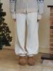 CLUNY Boucle Wide Jogger Pants - Cream