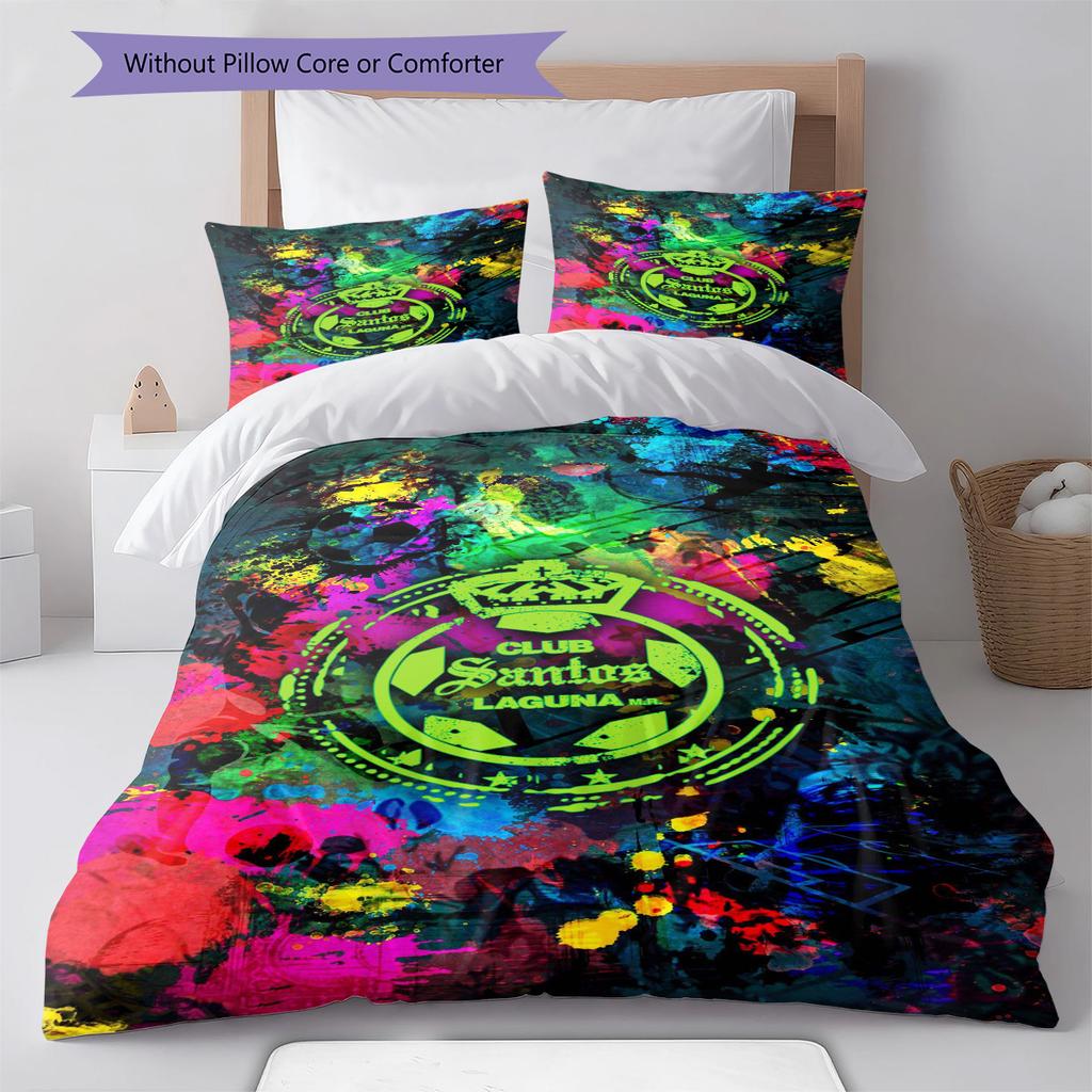 Santos Laguna Pattern Bedding Set Quilt Cover Pillowcase Home Decor Gift (1 * duvet cover + 2 * pillowcase, without core)