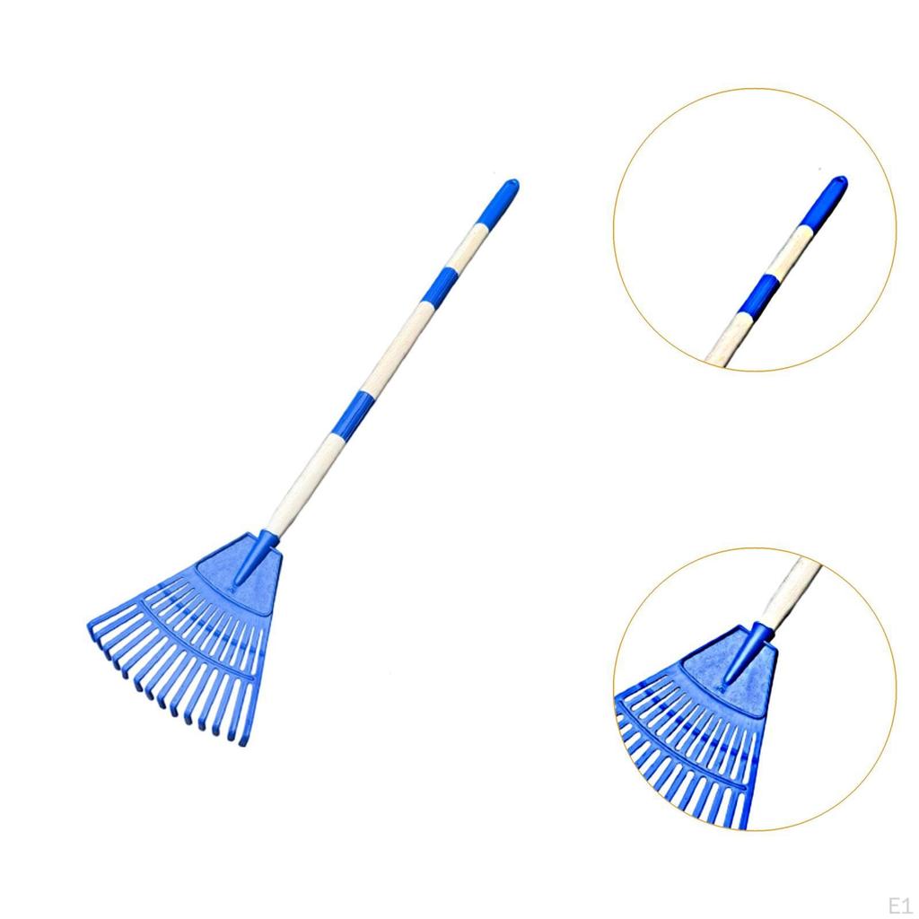 14 Garden Rake Steel Tool with Wood Handle for Kids Yard