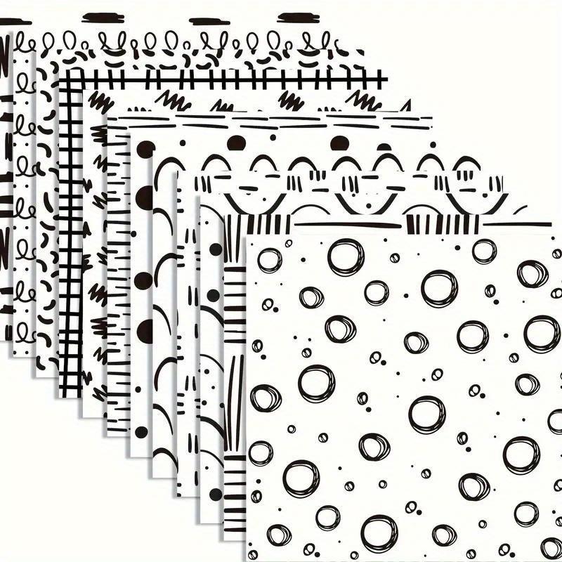 Набор декоративной фоновой бумаги 24 шт. - Черно-белая абстрактная графика для скрапбукинга, журнала и украшения поделок
