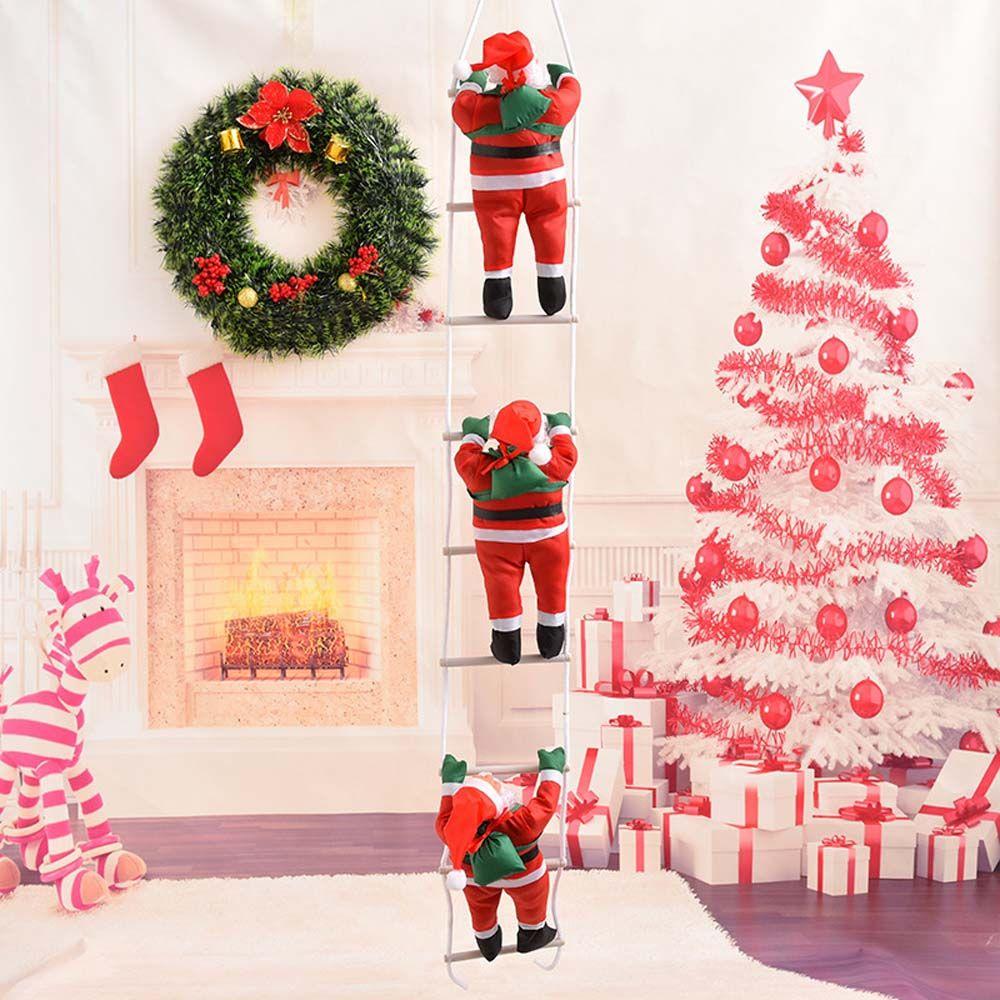 Creative Xmas Climb Ladder New Year Santa Claus Hanging Ornament Christmas Decoration Kid Gifts