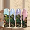 1PC Parrot Jungle Tropical Bird Pattern 750ml Color Plastic Sports Water Bottle Leakproof Flip Straw Lid Suitable for Sports Office Home Use