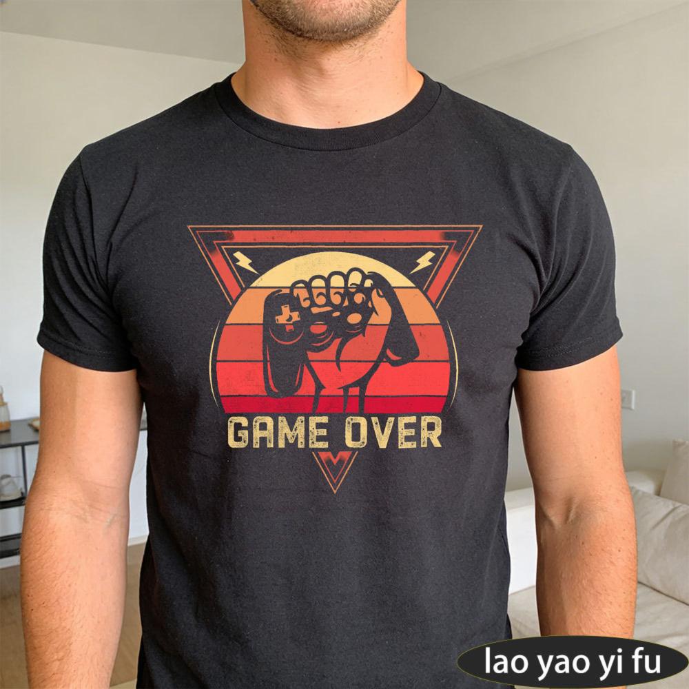 Retro Gaming Game Over Tshirt Unisex Summer Casual Short Sleeve Cotton Fashion Tee Top Unisex Gift For Gamer Party Wear
