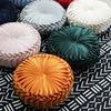 Green Christmas Round Velvet Cushion 3D Pumpkin Pleated Pillow for Sofa Chair Floor Vintage Velvet Floor Pillows for Sofa Couch