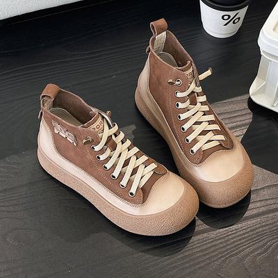 Ботинки на высоком голенище из первого слоя коровьей кожи, новые универсальные повседневные ботинки Мартина, женские туфли на тонкой платформе, короткие ботинки из натуральной кожи