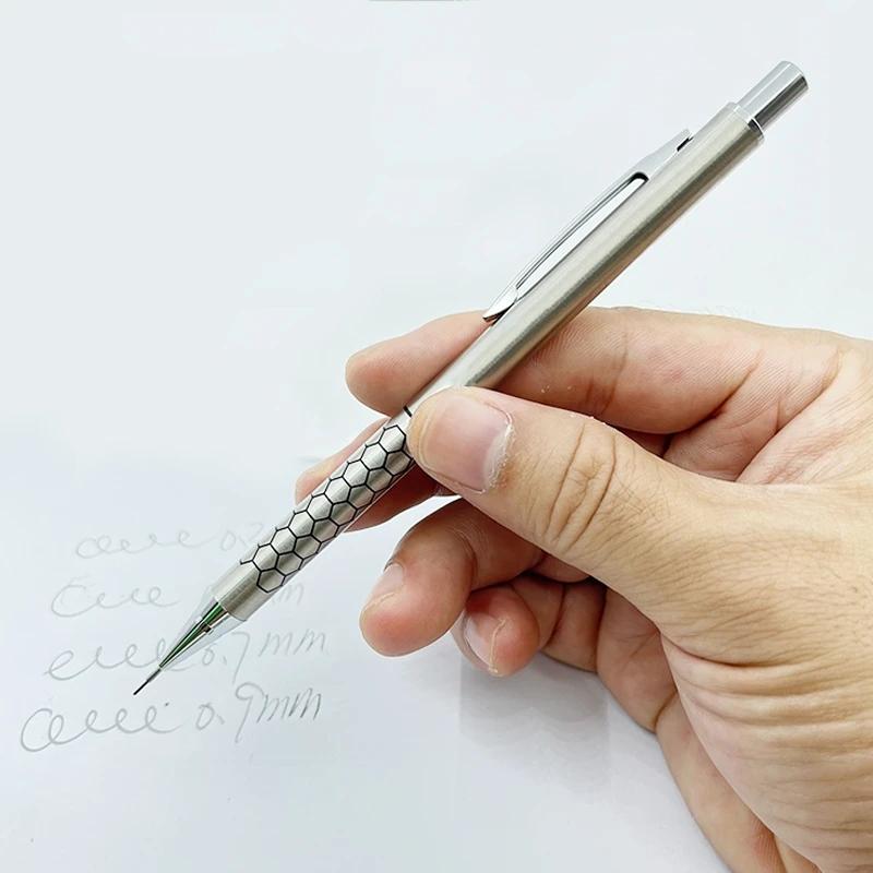 0.5 0.7 0.9mm Metal Mechanical Pencil With Eraser Set 2b/hb Lead Art Sketch Drawing Supplies Automatic Pencil Writing Stationery