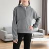 Children's Hooded Zipper Thickened Sweatshirt For Girls Solid Color Top
