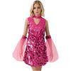 Womens Halloween Sequin Hippie Costume 70s Disco Sleeveless Mini Dress