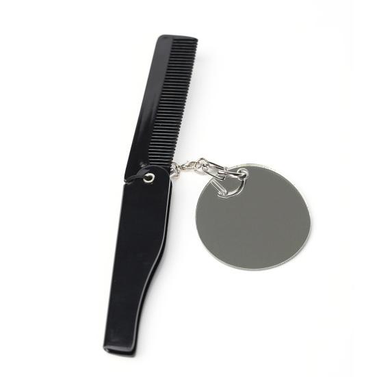 Мужская карманная складная расческа с акриловым зеркалом. Гладкая расческа с мелкими зубьями. Компактная расческа, позволяющая не спутывать волосы на ходу.
