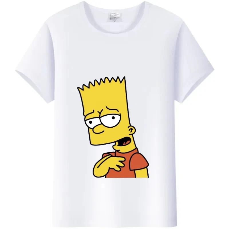 Casual Unisex Cartoon Simpson Harajuku T-shirt Summer Blouses White Tees Tops Short Sleeve Blouses 90S Tshirt