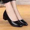Spring Work Shoes Black Professional Women High Heels Shoes Pumps Low-heeled Leather Office Career Formal Women Shoes
