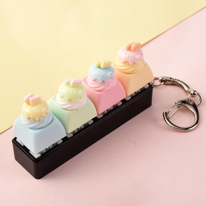 Cute Sticker DIY Button Squeeze Toy Keychain - Stress Relief Pendant