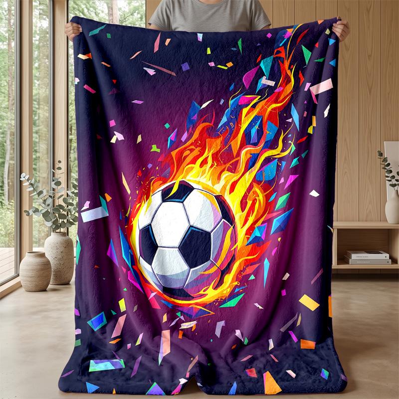 Soccer Ball Splash Art 1 Theme blanket Lightweight Warm Flannel Blanket Decorative Throw Blanket for Home Decoration
