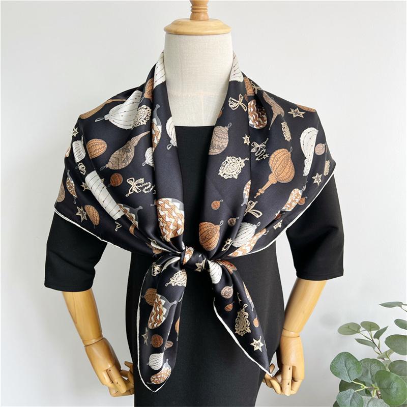 110*110 Cm Square Silk Scarf Women's Fashion Printed Small Neck Scarf Office Women's Hair Belt Folar Handkerchief Women's Handkerchief Shawl Scarf