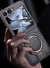 Luxury Leather Phone Case For Samsung Galaxy Z Flip 7 6 5 4 3 5G Magnetic Cover Ring Metal Bracket Shockproof Kickstand Cover
