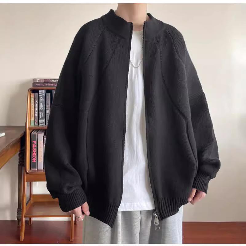 Осенне-зимняя ленивая простая и универсальная однотонная куртка на молнии для мужчин, новый модный бренд High Street, свободный повседневный топ, мужской тренд