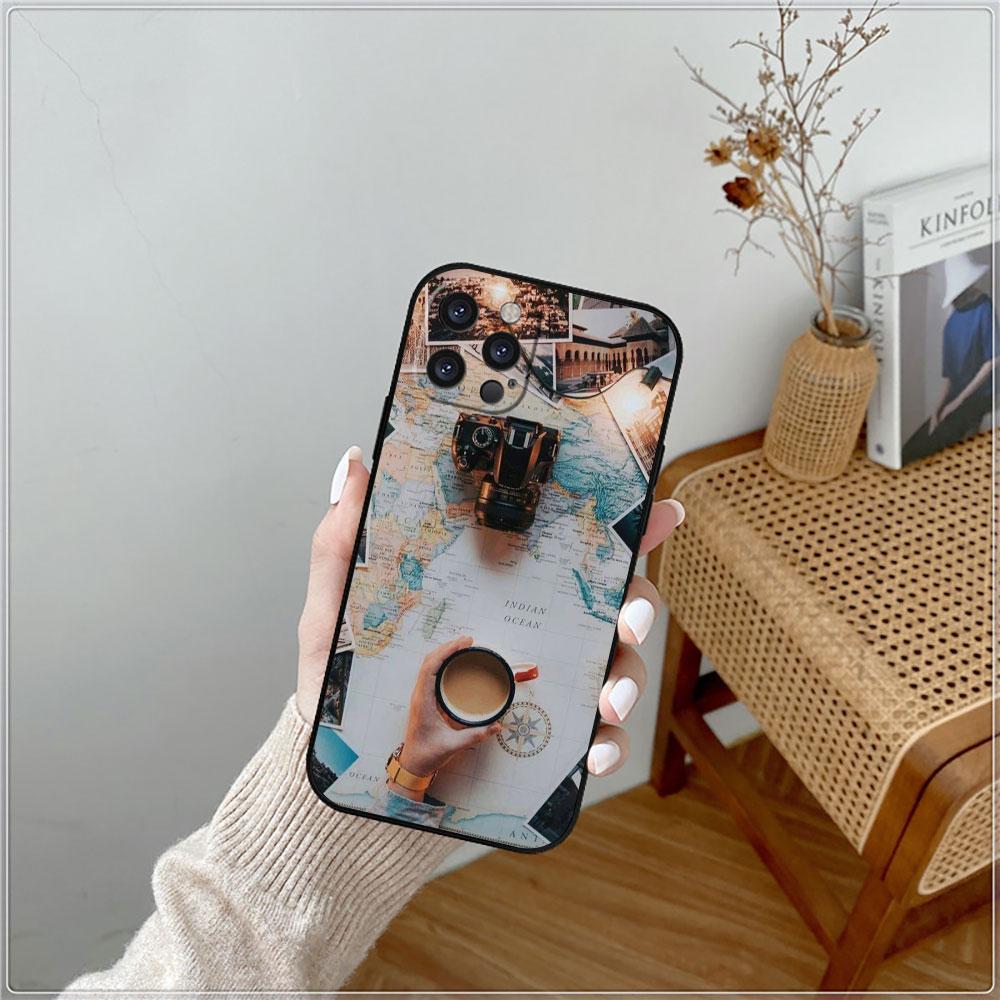 Чехол для телефона с картой мира и самолетами для путешествий для Apple iPhone 15 14 16 13 12 11 Pro Max Mini 8 7 XS XR SE Силиконовый противоударный задний чехол