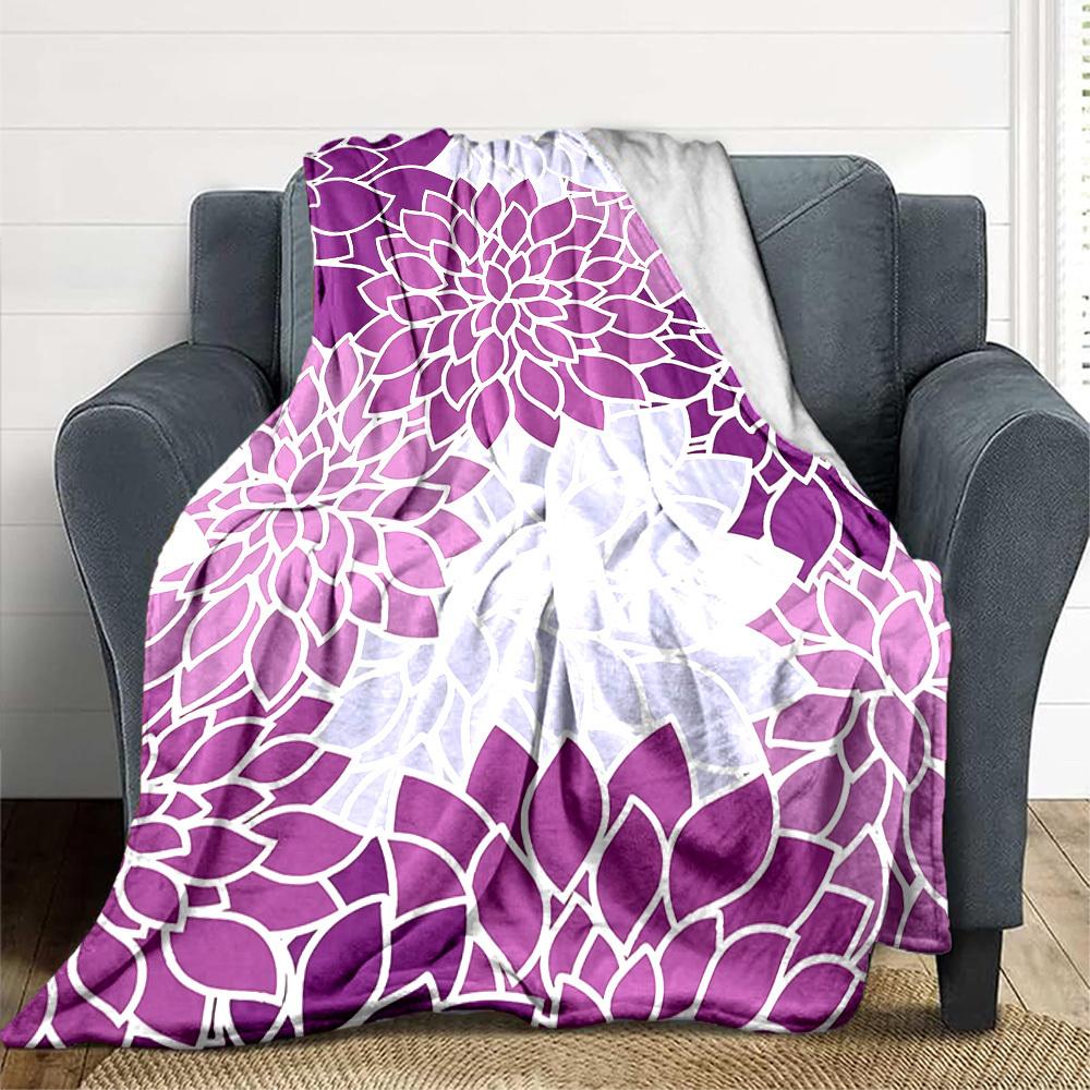 1pc Purple Floral Pattern Blanket Warm, Cozy, And Soft, Suitable for Sofas, Beds, Cars, And Office Use.Perfect for Camping And Travel, Making It a Gre