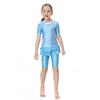 Girls Muslim Swimwears Split Two-piece Swimming Suit Short Sleeve Striped Kids Swimsuit