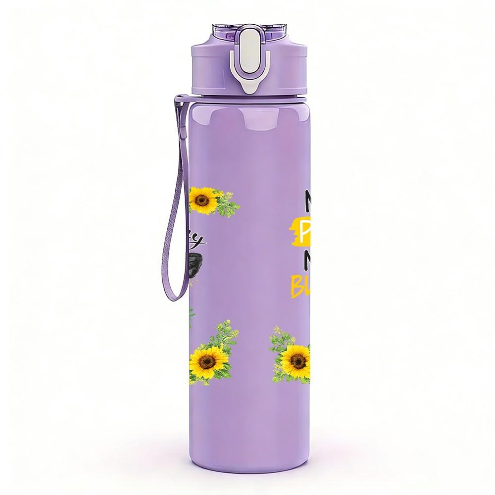 1PC Sunflower Thankful Quote Print 750ml Color Plastic Sports Water Bottle Leakproof Flip Straw Lid Suitable for Sports Office Home Use