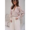 Women S Long Sleeve V Neck Chiffon Loose Fit Shirt