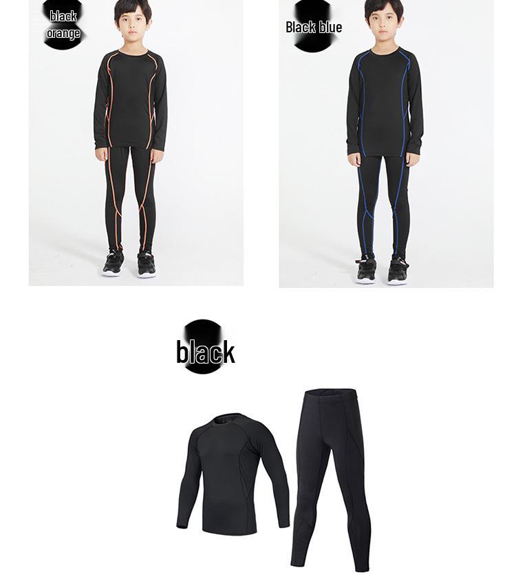 Children's Sports Compression Set: Quick-Drying Long Sleeve Basketball & Football Base Layer for Autumn & Winter.