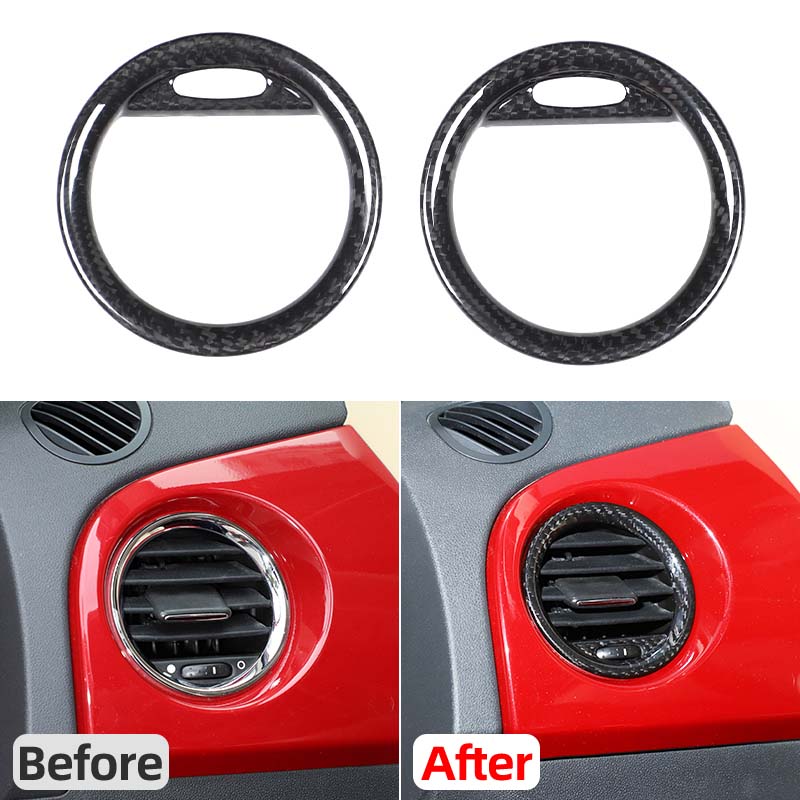 For Fiat 500 Abarth 2007-2015 Real Carbon Fiber Car Center Console Air Conditioning Adjustment Panel Trim Sticker Accessories