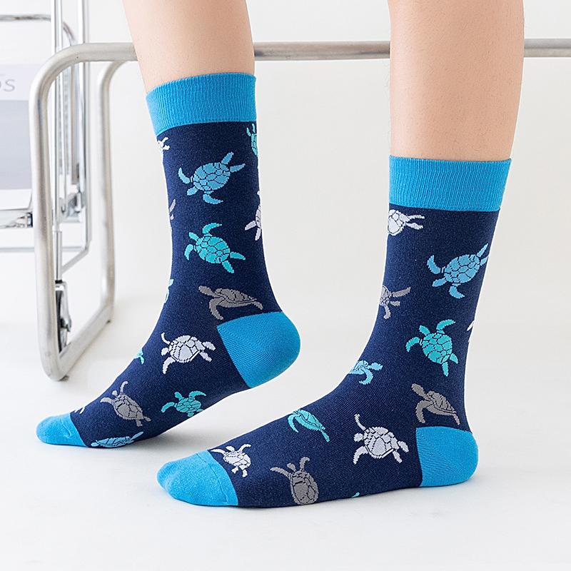 Новые модные мужские носки японские носки Harajuku Happy Cartoon Socks носки с морским коньком, крабом, креветкой, коралловыми носками, трендовые мужские чулки, забавные носки