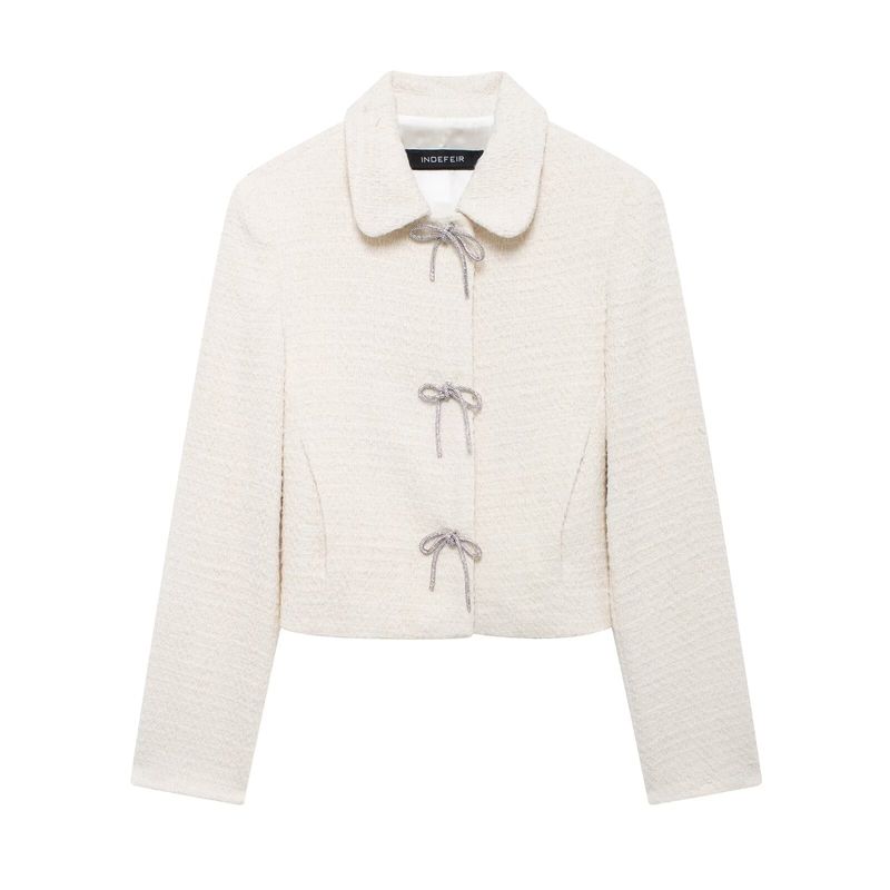 Kaslead New Arrival Women's Clothing Fashion Style Fashion Minimalist Bowknot Button Decorative Texture Outwear 8711123