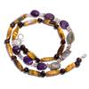 Natural Tiger Eye Amethyst Labradorite Gemstone Smooth Beads Necklace 17" UB4907 UB-4907