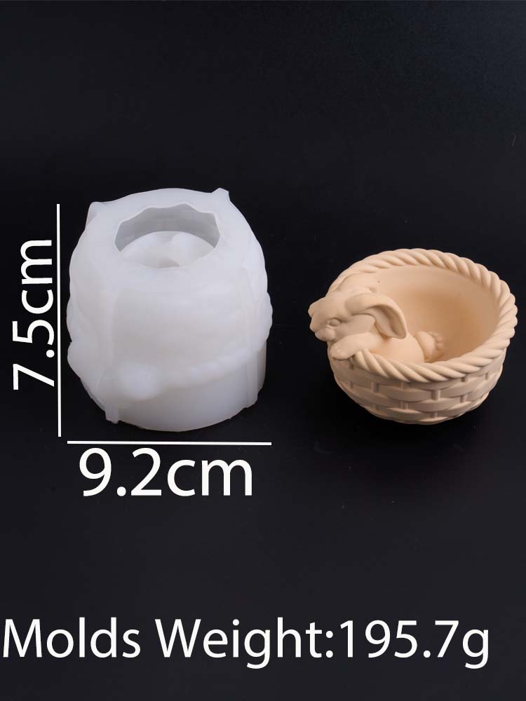 3D бамбуковая корзина кролик свеча банка силиконовая форма DIY пасхальный кролик украшения рукоделие гипс смола ящик для хранения литьевые формы