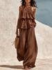 1116 popular women's clothing casual European and American style elastic neck breathable wide-leg pants two-piece set