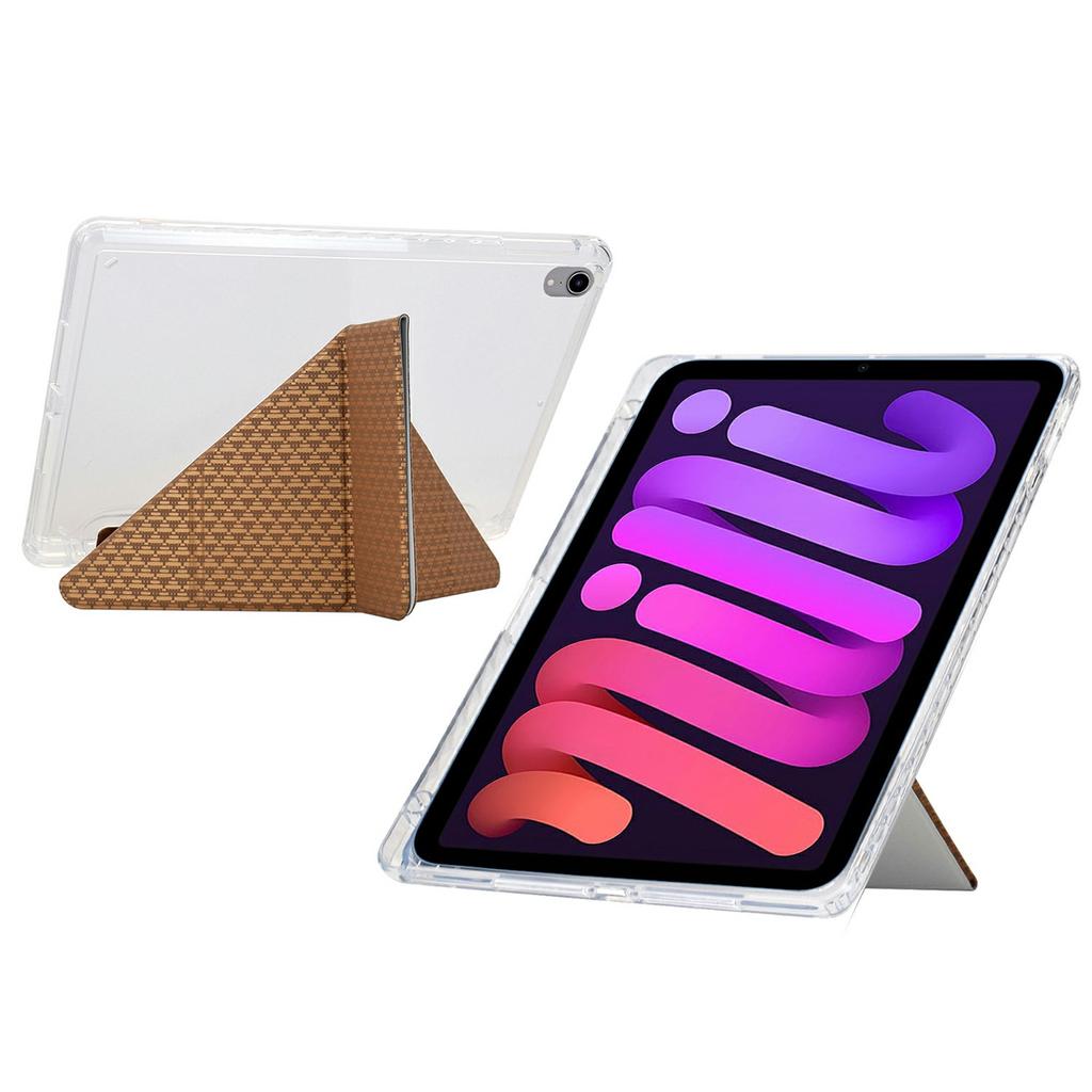 Для iPad мини (2024)/(2021) Чехол-подставка Y-Fold из кожи с пирамидальным узором + прозрачная акриловая накладка для планшета с держателем для карандаша