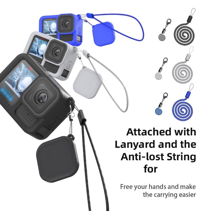 Silicone Protective Case Set For Action Camera and Lens Cover Shockproof With Lens Guard Screen Protector
