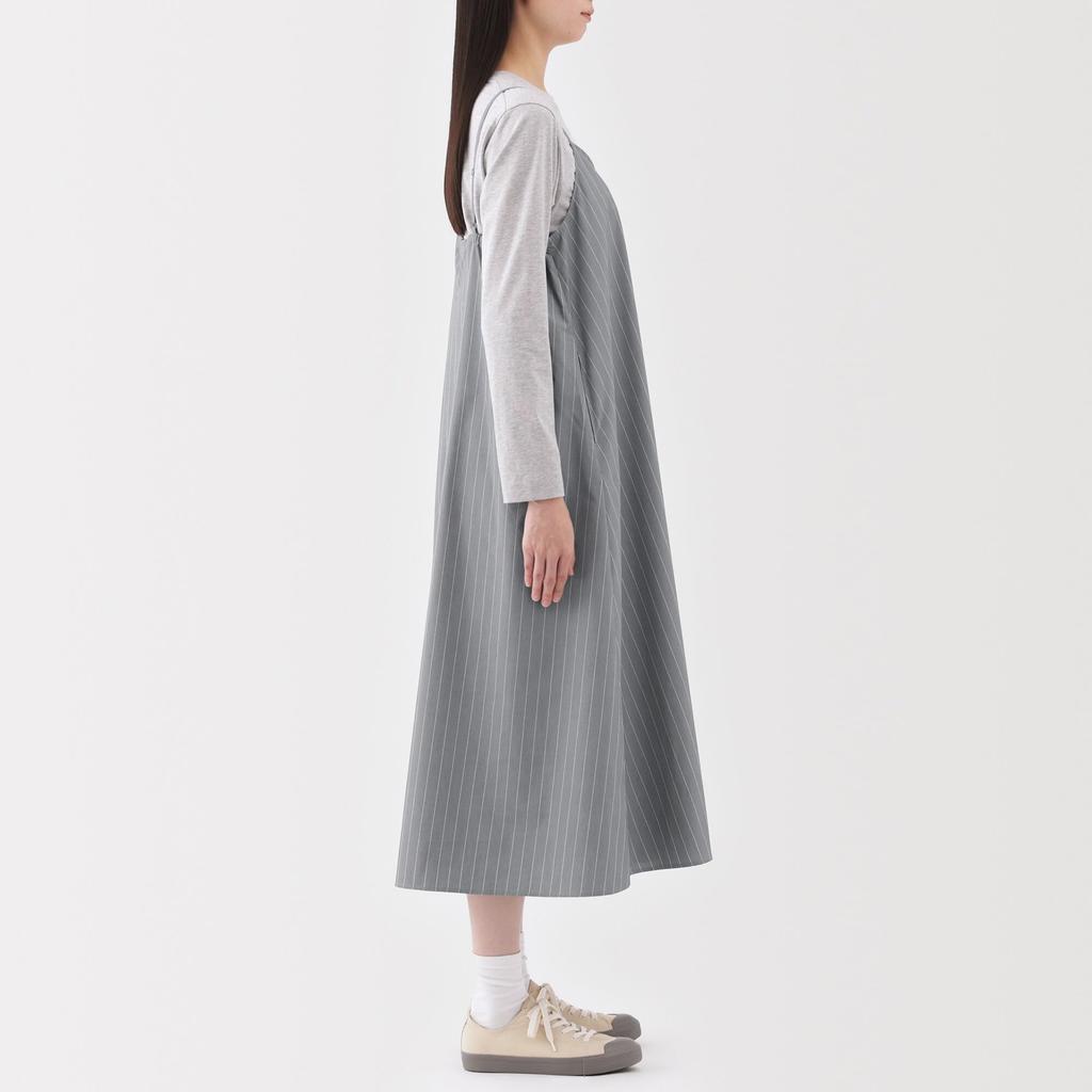 MUJI Широкая майка-топ серая размер BC2L9A5S женское быстросохнущее платье, полоска, L,