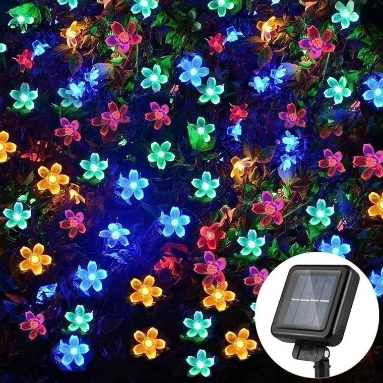 Solar Led String Lights Outdoor Cherry Flowers String Lights With 8 Modes Lighting Camping Garden Christmas Decor Solar Lamp