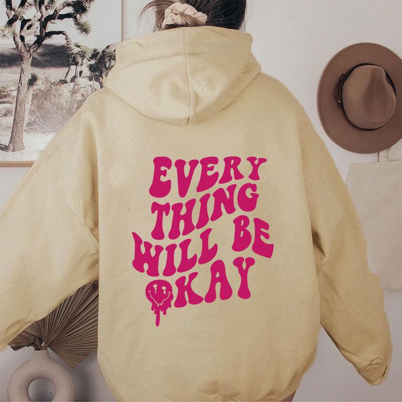 Plus Size Women's Funny Letter Print Casual Hooded Sweatshirt - Autumn/Winter Collection