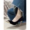French Temperament Black Suede High Heels Women's Thin Heels 2025 New Autumn and Winter Banquet Imperial Sister Shallow Mouth Pointed Single Shoes