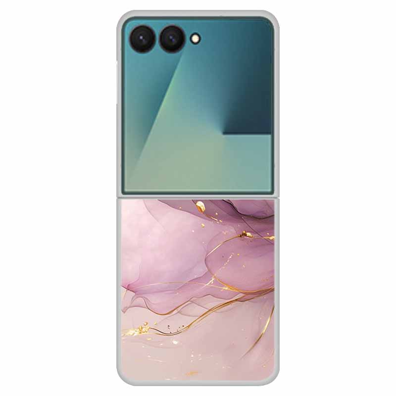 For Samsung Z Flip7 Flowers Case Transparent Hard PC Plastic Cover Shockproof Coque for Funda Samsung Galaxy Z Flip 7 5G Zflip7