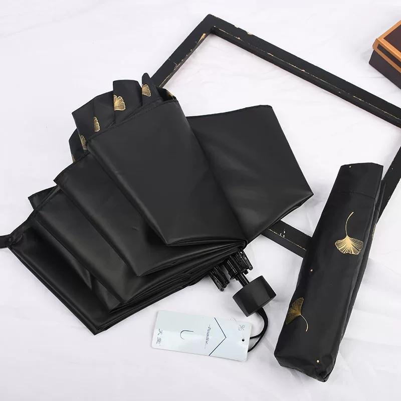 Paradise Umbrella Sun Protection UV Protection Umbrella Female Sun Umbrella Student Black Glue Three Folding Simple Dual-Use Sun Umbrella