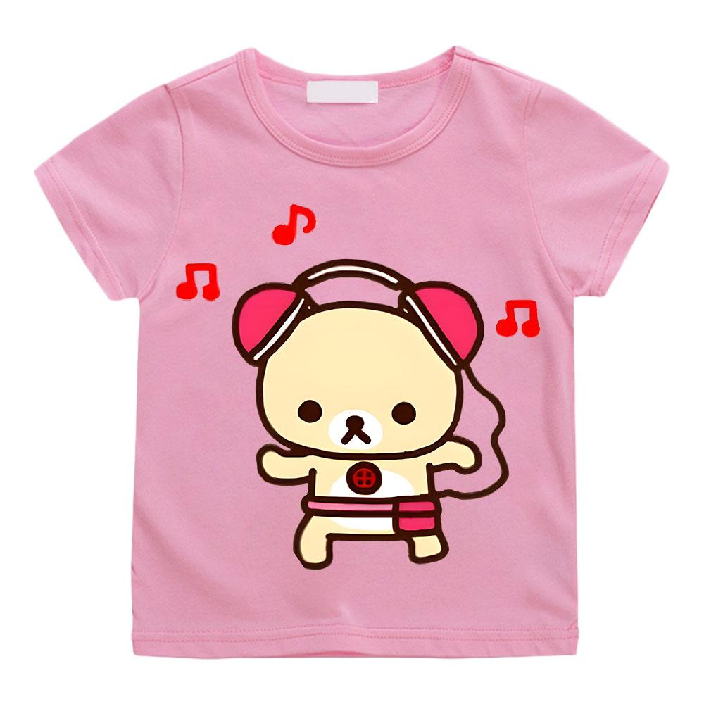 Мультяшная футболка Rilakkuma для мальчиков и девочек, детская одежда, хип-хоп топы с коротким рукавом, спортивная мода, уличная одежда, футболки с мангой/комиксами