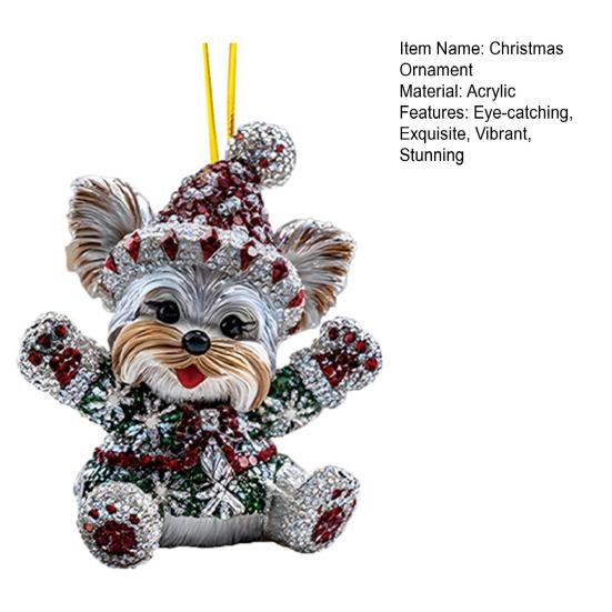 Рождественское украшение 2D плоский акриловый Санта-Клаус/Снеговик/Щенок елочные подвески для праздничной елки