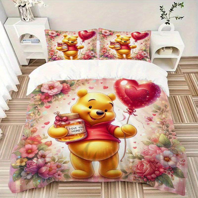 3pcs set Honey, Heart, Flowers print bedding quilt cover, soft and comfortable quilt cover suitable for bedroom and guest room09