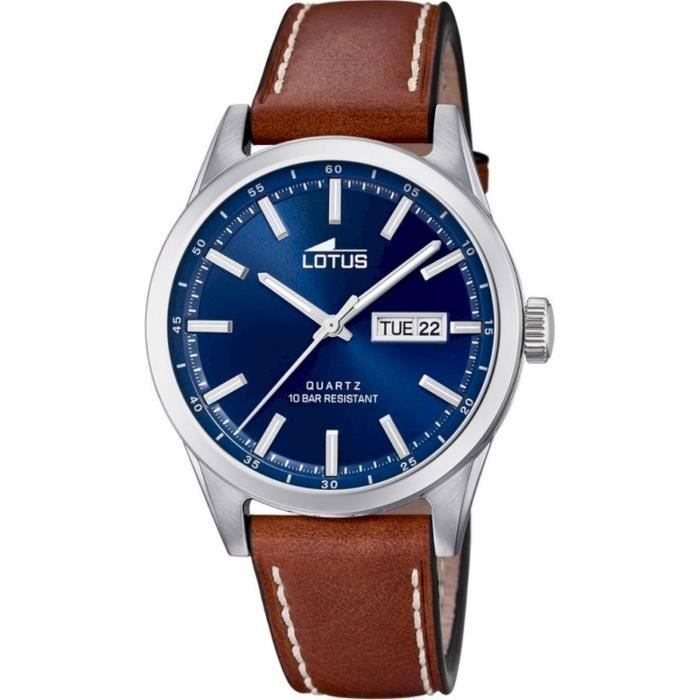 Montre - Lotus - 18671/3 - Cuir Brun - Cadran Bleu - Étanchéité 10 ATM